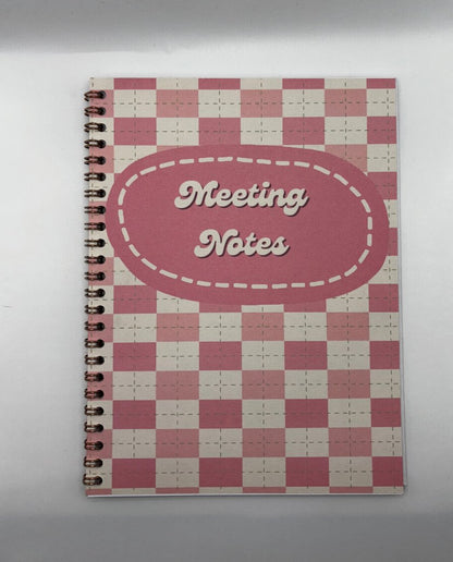 Meeting Notes Book Pink Checkerboard A4 - Card Cover