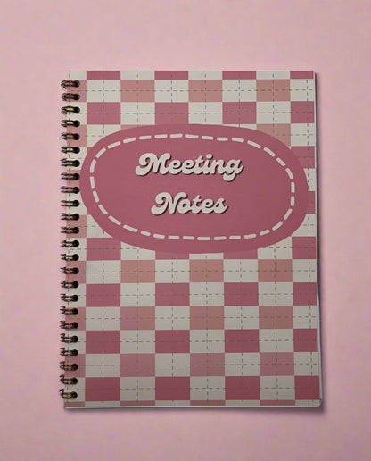 Meeting Notes Book Pink Checkerboard A4 - Card Cover