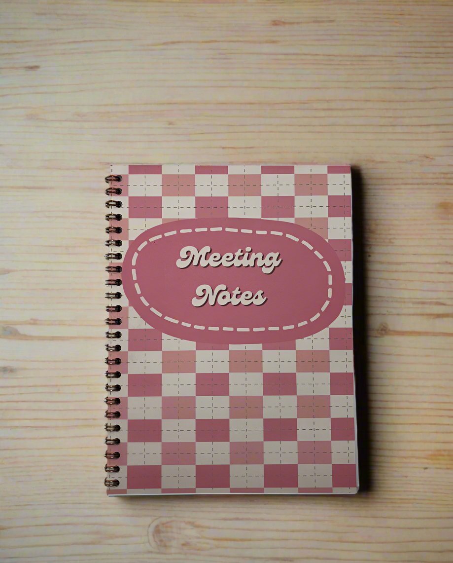 Meeting Notes Book Pink Checkerboard A4 - Card Cover