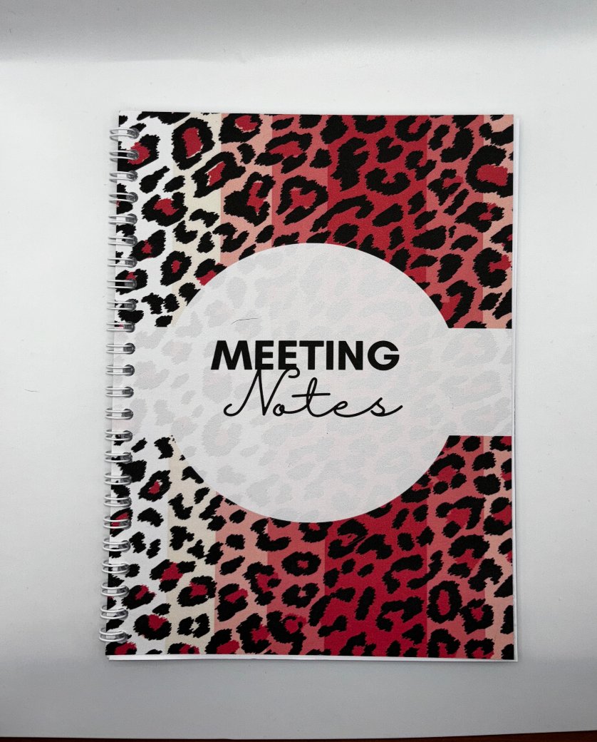 Meeting Notes Book Pink Animal Print A4 - Card Cover