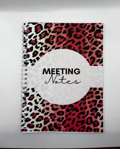 Meeting Notes Book Pink Animal Print A4 - Card Cover