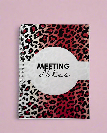 Meeting Notes Book Pink Animal Print A4 - Card Cover