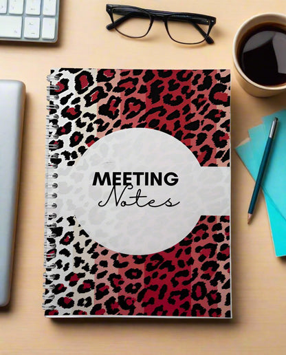 Meeting Notes Book Pink Animal Print A4 - Card Cover