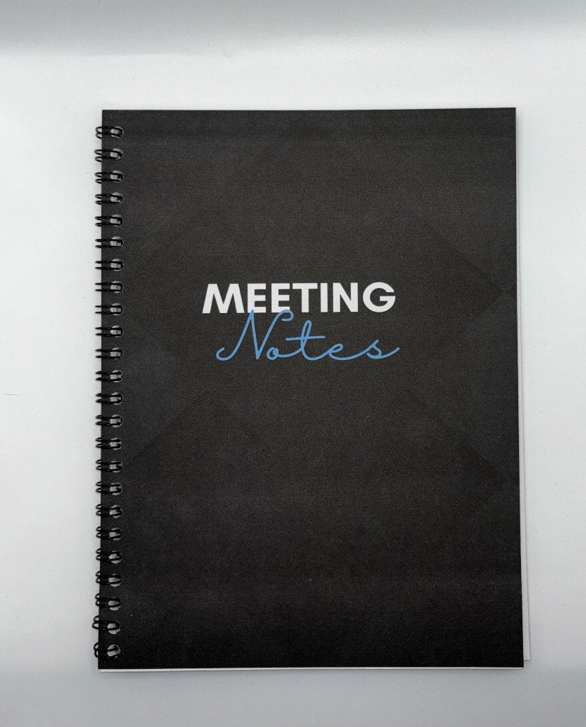 Meeting Notes Book Black A4 - Card Cover