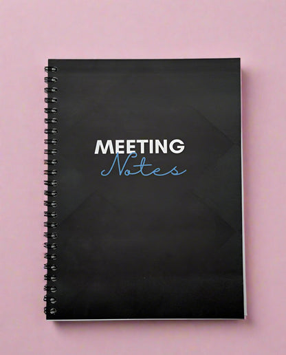 Meeting Notes Book Black A4 - Card Cover