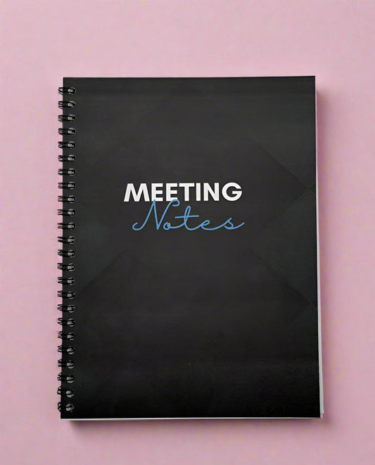 Meeting Notes Book Black A4 - Card Cover