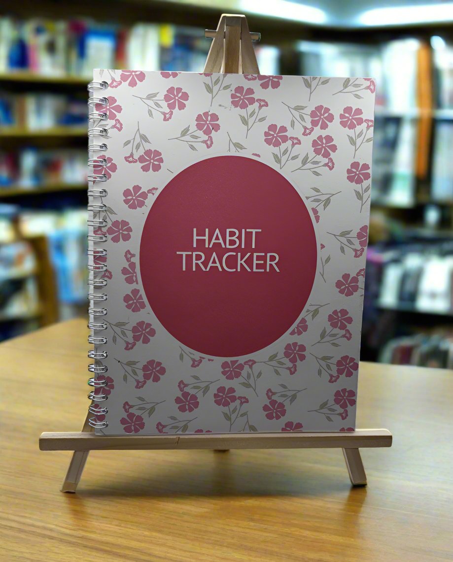 Habit Tracker Pink Floral Notebook A4 - Card Cover