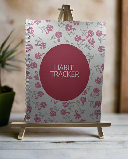 Habit Tracker Pink Floral Notebook A4 - Card Cover