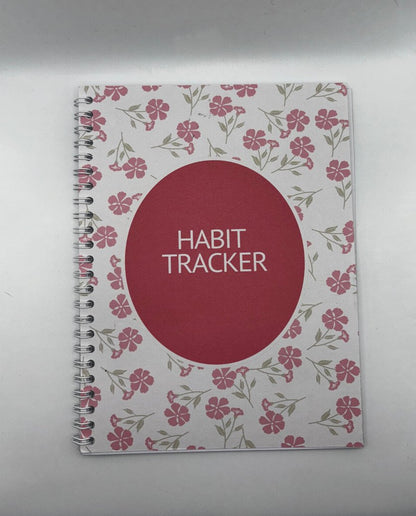 Habit Tracker Pink Floral Notebook A4 - Card Cover