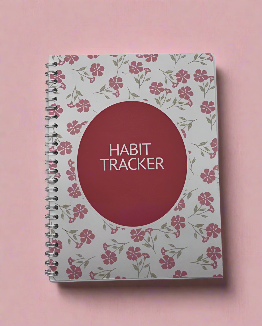 Habit Tracker Pink Floral Notebook A4 - Card Cover