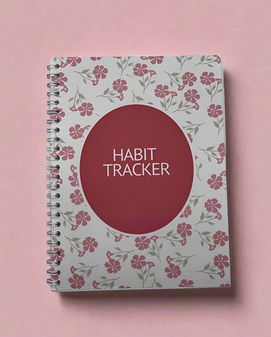 Habit Tracker Pink Floral Notebook A5 - Card Cover