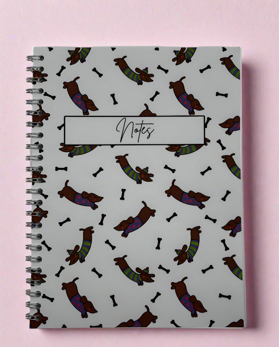 Dachshund Pattern Notebook A5 - Card Cover