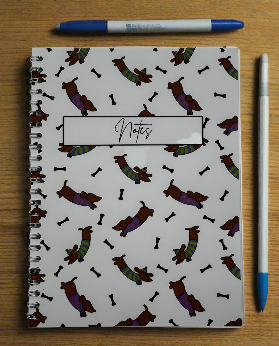 Dachshund Pattern Notebook A5 - Card Cover