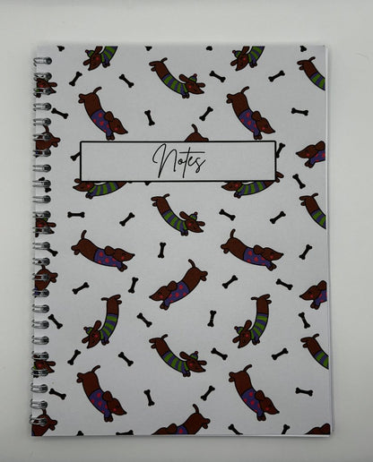 Dachshund Pattern Notebook A5 - Card Cover