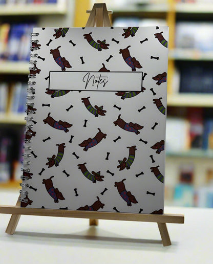 Dachshund Pattern Notebook A5 - Card Cover