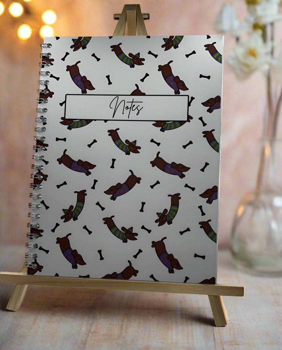 Dachshund Pattern Notebook A5 - Card Cover