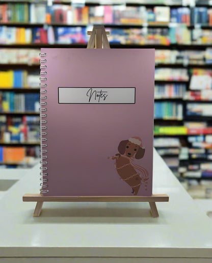 Dachshund Pink Notebook A4- Card Cover