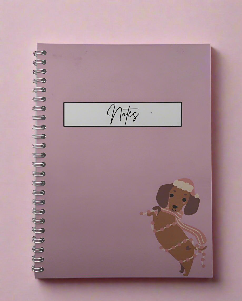 Dachshund Pink Notebook A4- Card Cover