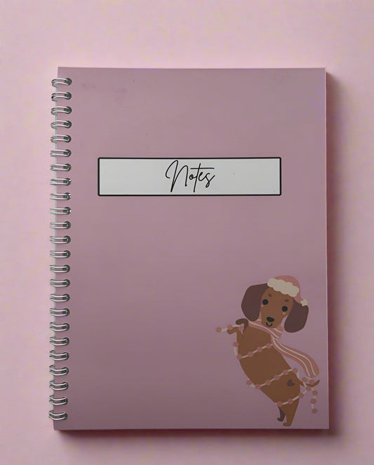 Dachshund Pink Notebook A4- Card Cover