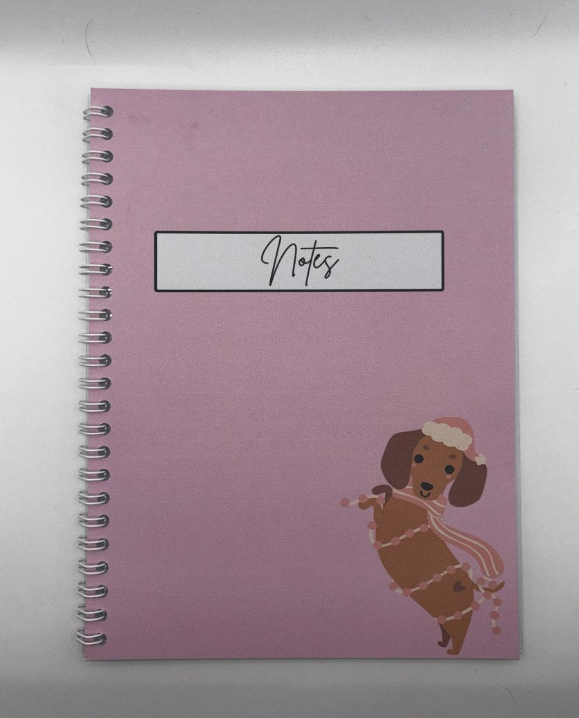 Dachshund Pink Notebook A4- Card Cover